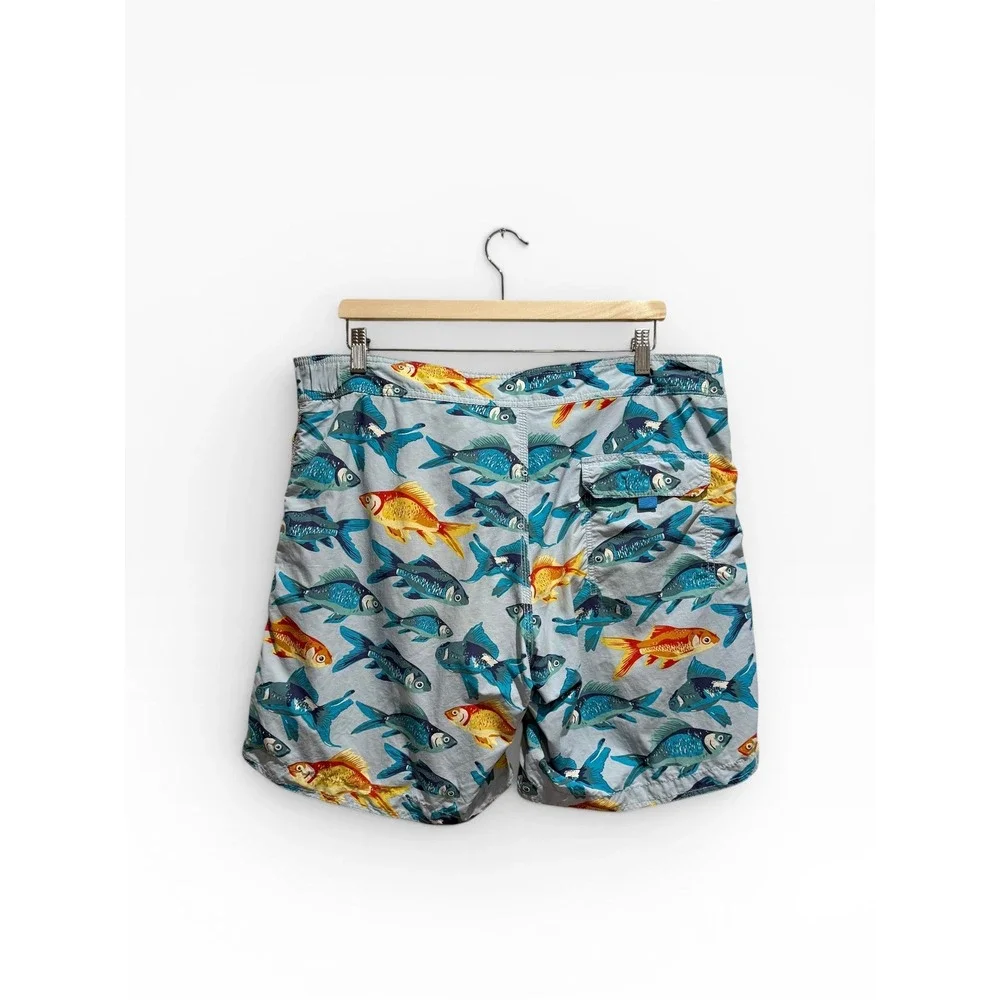 Boden Mens Swim Trunks Size 38 Blue Goldfish Print